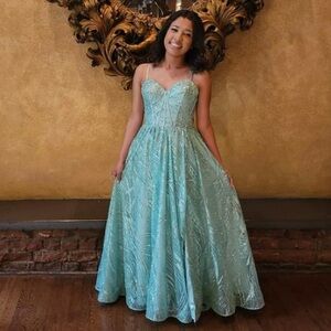 Elegant Turquoise  Dress Maxi Size Small